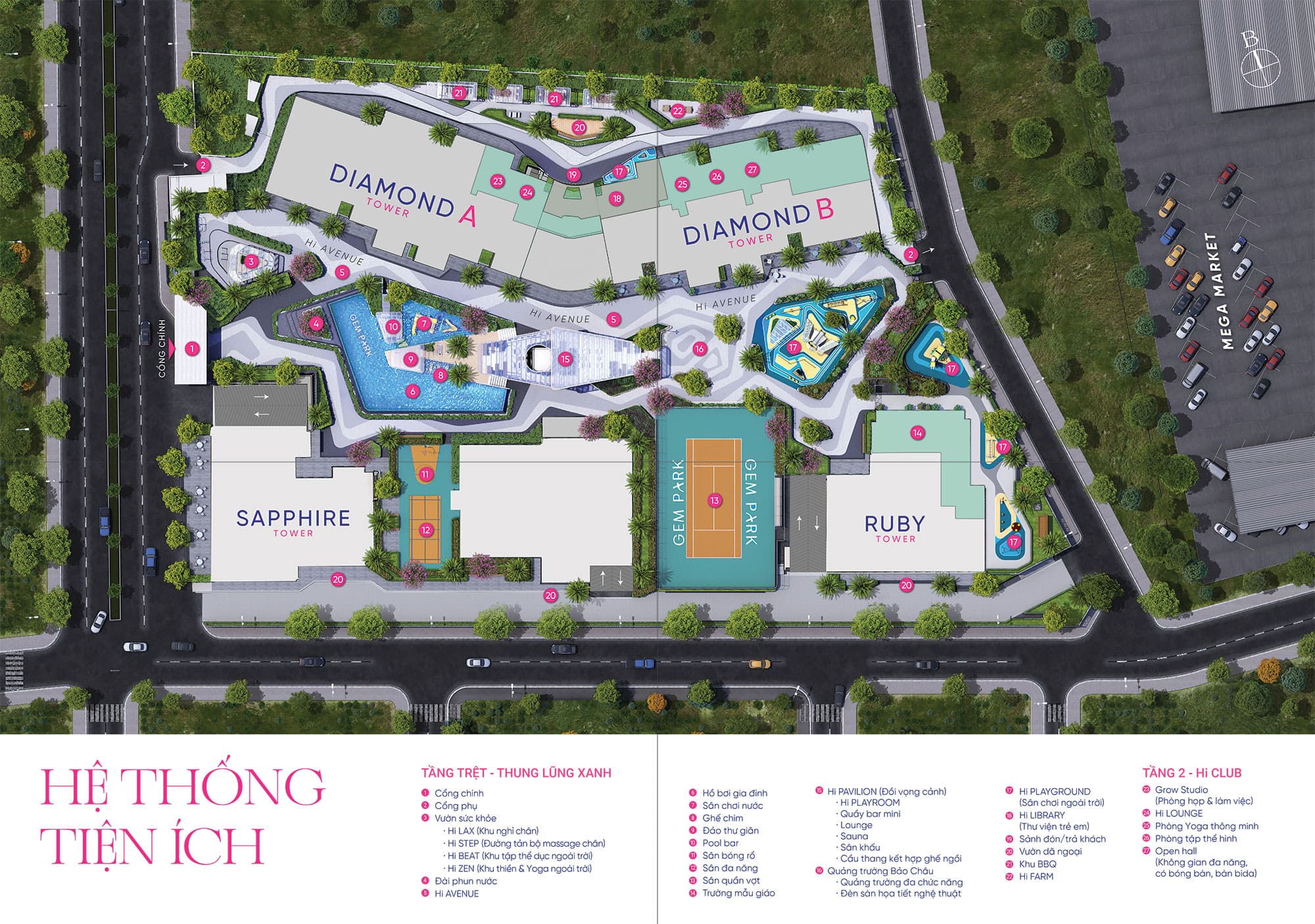 Mặt bằng tiện ích dự án Central Point Hải Phòng được phát triển bởi chủ đầu tư N.H.O.